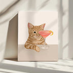 Curious Cat Cocktail, arte de Tara Royle impreso en canvas