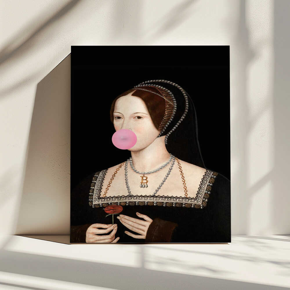 Bubblegum Bitcoin Queen, arte de Talitha McQueen impreso en canvas