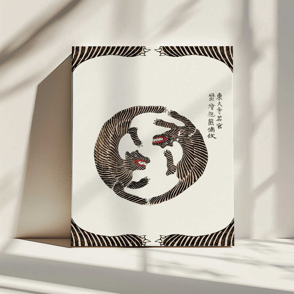 Woodblock Tigers From Yatsuo No Tsubaki (Creative ed.)), arte de Taguchi Tomoki impreso en canvas