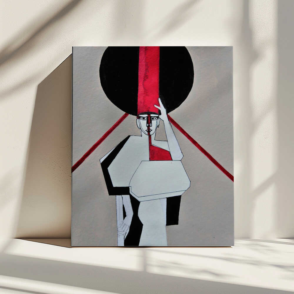 Red Stripe Woman, arte de Doris Schmitz impreso en canvas