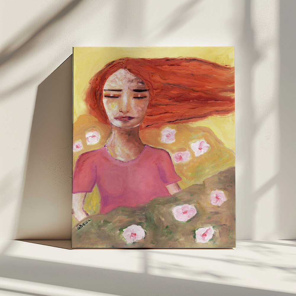 Serene Red-Haired Dream, arte de Sharyn Bursic impreso en canvas
