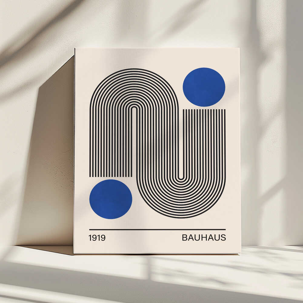 Modern Curves Blue Circles, arte de Vitor Costa impreso en canvas