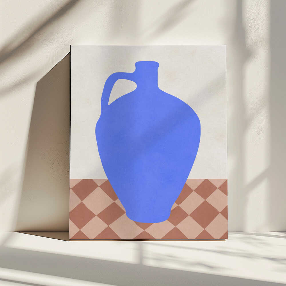 Minimal Blue Jug, arte de Vitor Costa impreso en canvas