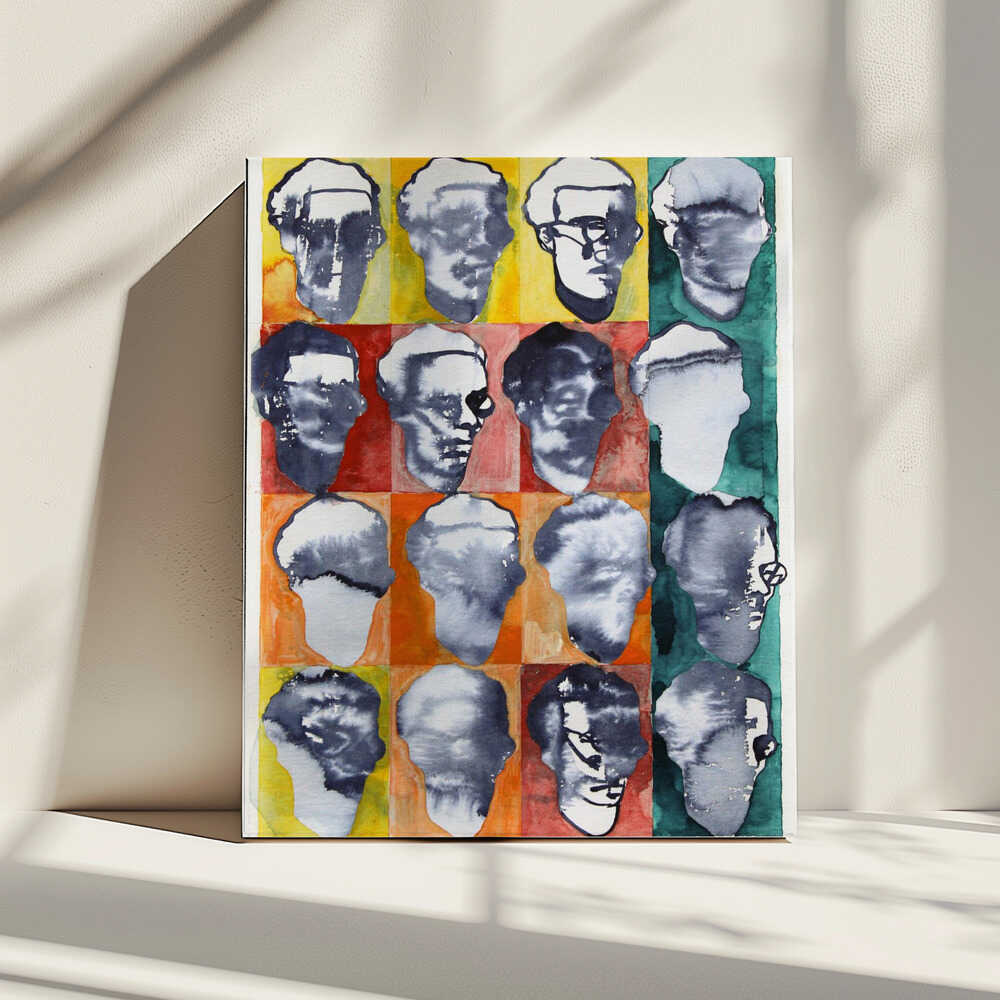 Abstract Faces Grid, arte de Joshua Hoskins impreso en canvas