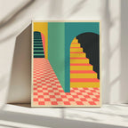 Vibrant Geometric Archways, arte de Jazzberry Blue impreso en canvas