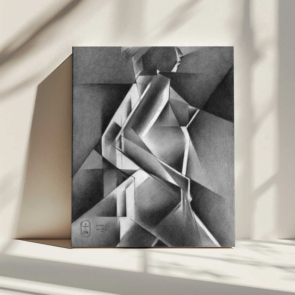 Dynamic Cubist Figure, arte de Corné Akkers impreso en canvas