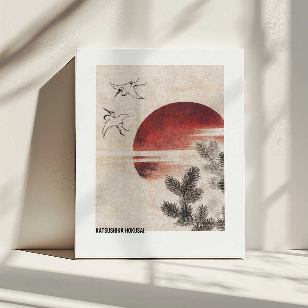 Birds and Sunset, From Album of Sketches (1814), arte de Katsushika Hokusai impreso en canvas