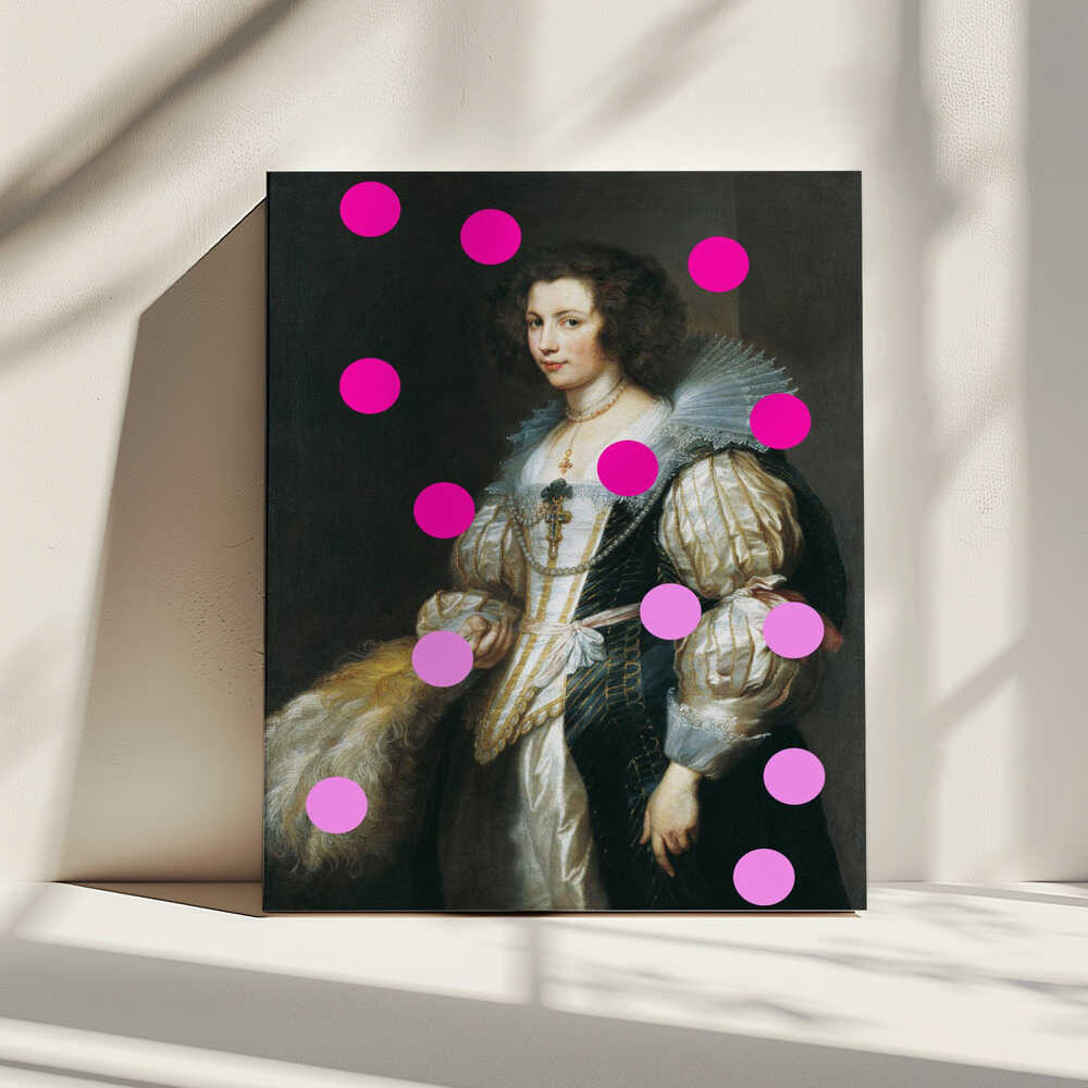 Elegant Lady with Pink Dots, arte de Talitha McQueen impreso en canvas