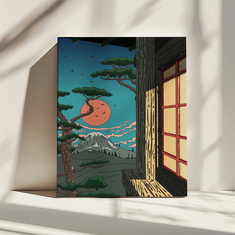 Japanese Mountain Serenity, arte de Nicholas impreso en canvas