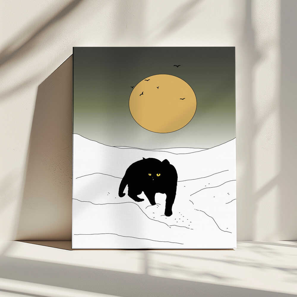 Black Cat Winter Moon, arte de Nicholas impreso en canvas