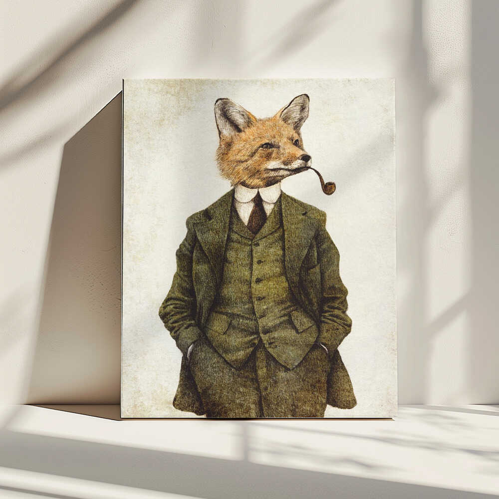 The Vintage Stylish Fox, arte de Mike Koubou impreso en canvas