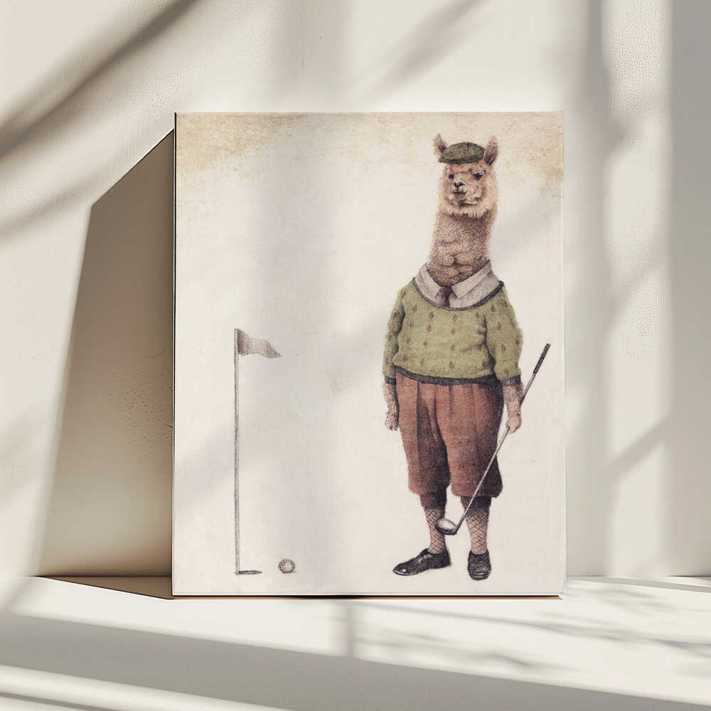 Alpaca Golf Club, arte de Mike Koubou impreso en canvas