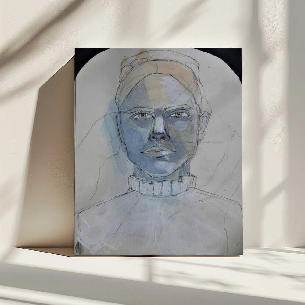 Blue Tones Portrait, arte de Doris Schmitz impreso en canvas