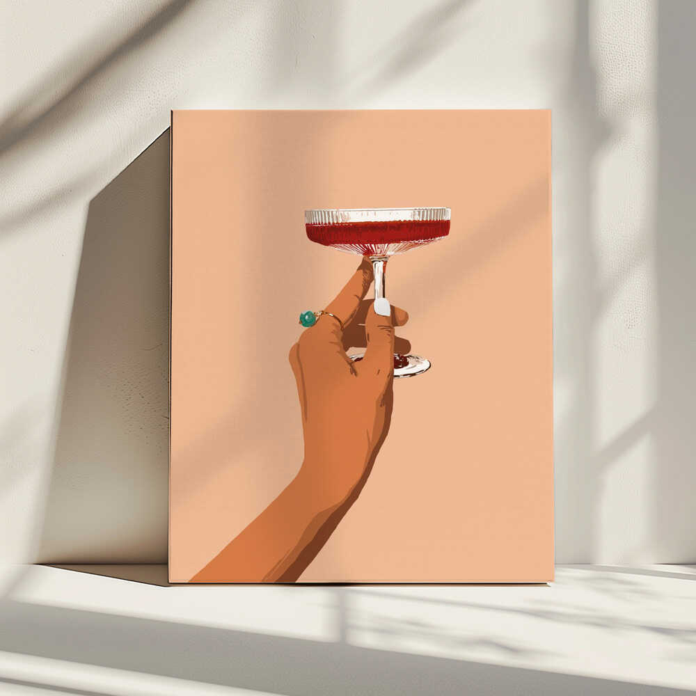 Red Cocktail Hand, arte de Uma Gokhale impreso en canvas