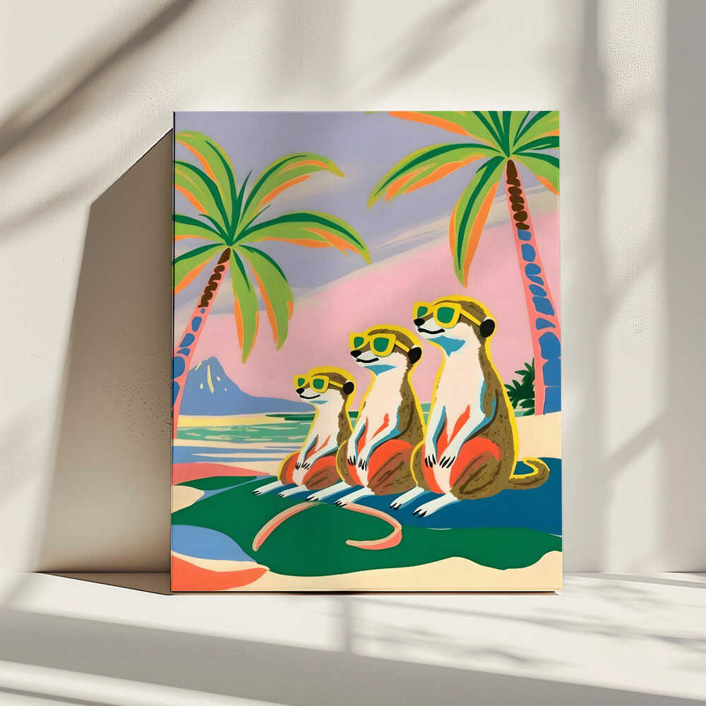 Meerkats Beach Vacation, arte de Uma Gokhale impreso en canvas