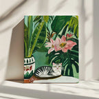 Tropical Cat and Flowers, arte de SHANDU impreso en canvas