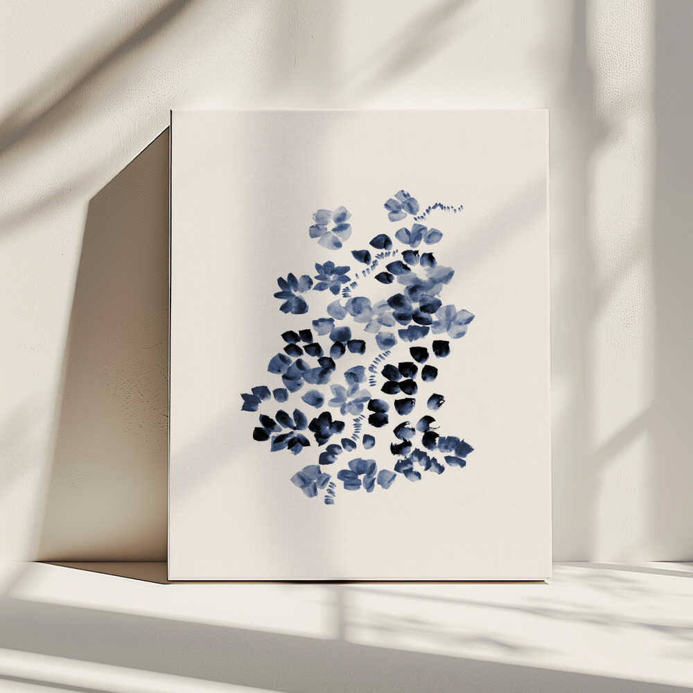 Indigo Floral Bloom, arte de Danushka Abeygoda impreso en canvas