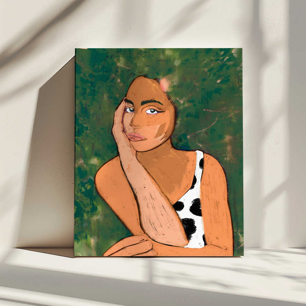 Contemplative Woman, arte de Uma Gokhale impreso en canvas