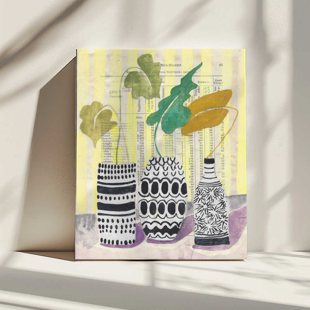 Eclectic Patterned Vases, arte de Annick impreso en canvas