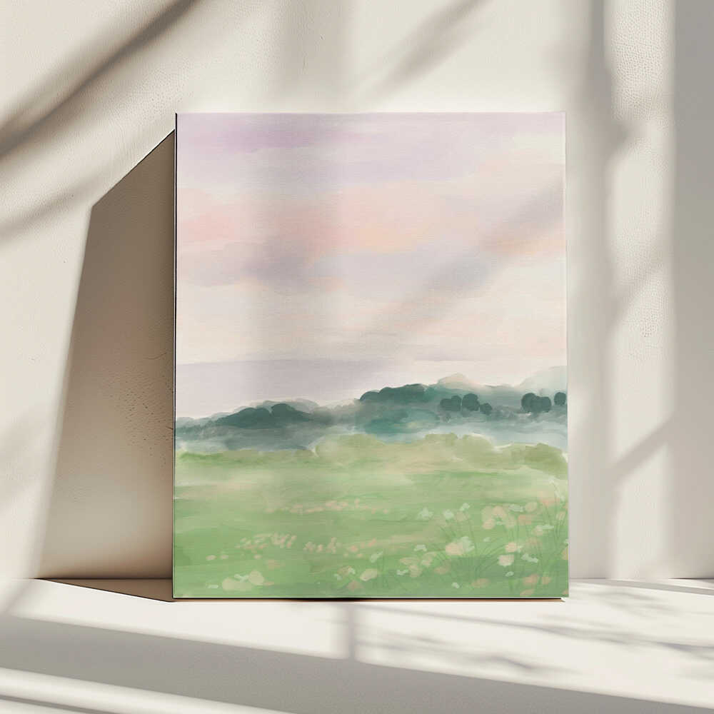 Misty Morning Fields, arte de Katharina Puritscher impreso en canvas