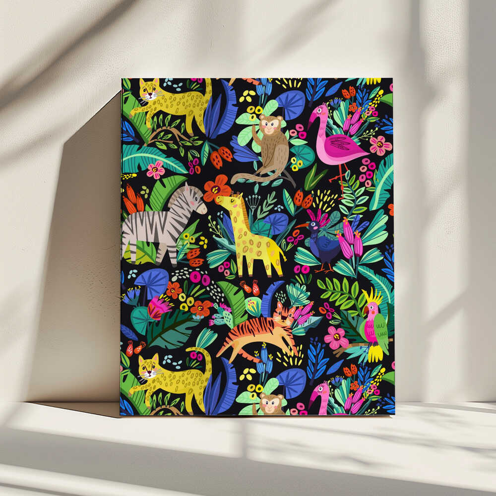 Colorful Jungle Animals, arte de Marusha Belle impreso en canvas