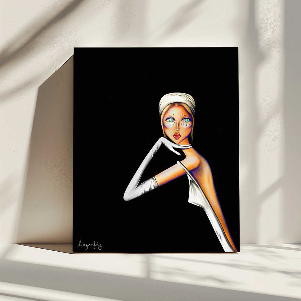 Elegant Fashion Portrait, arte de dragonfly impreso en canvas