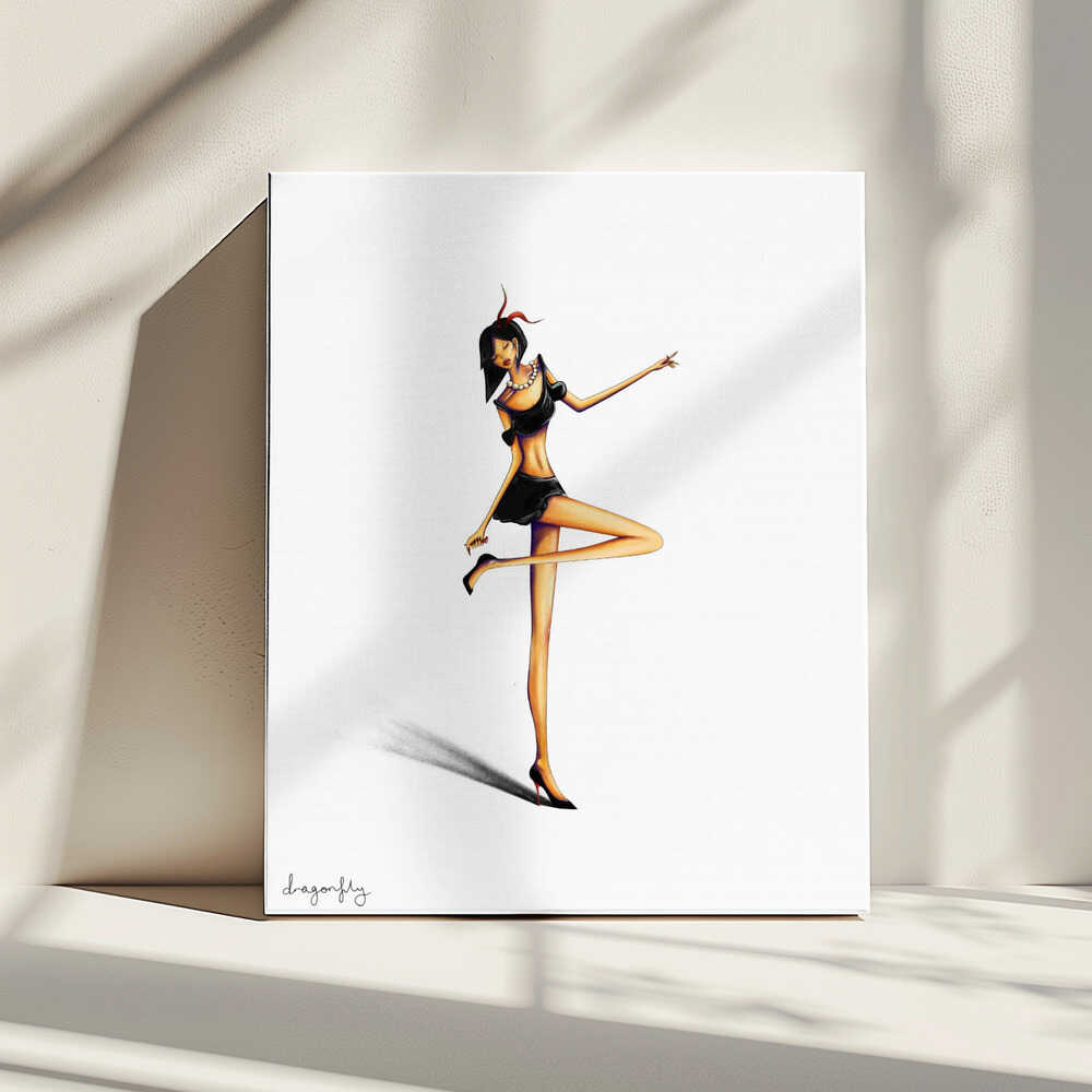 Graceful Fashion Pose, arte de dragonfly impreso en canvas