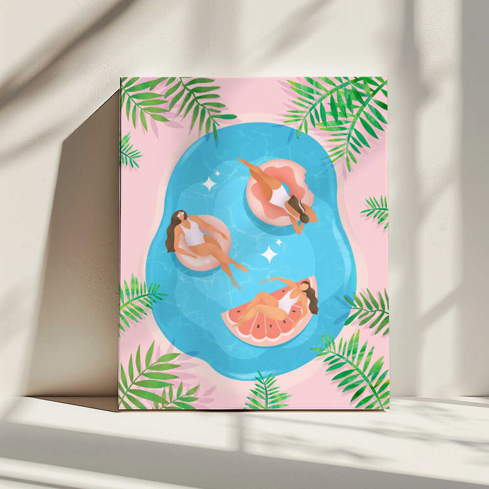 Hot Girl Float Club, arte de Petra Lizde impreso en canvas