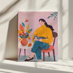 Woman with Cat and Autumn Bouquet, arte de Caroline Bonne Müller impreso en canvas