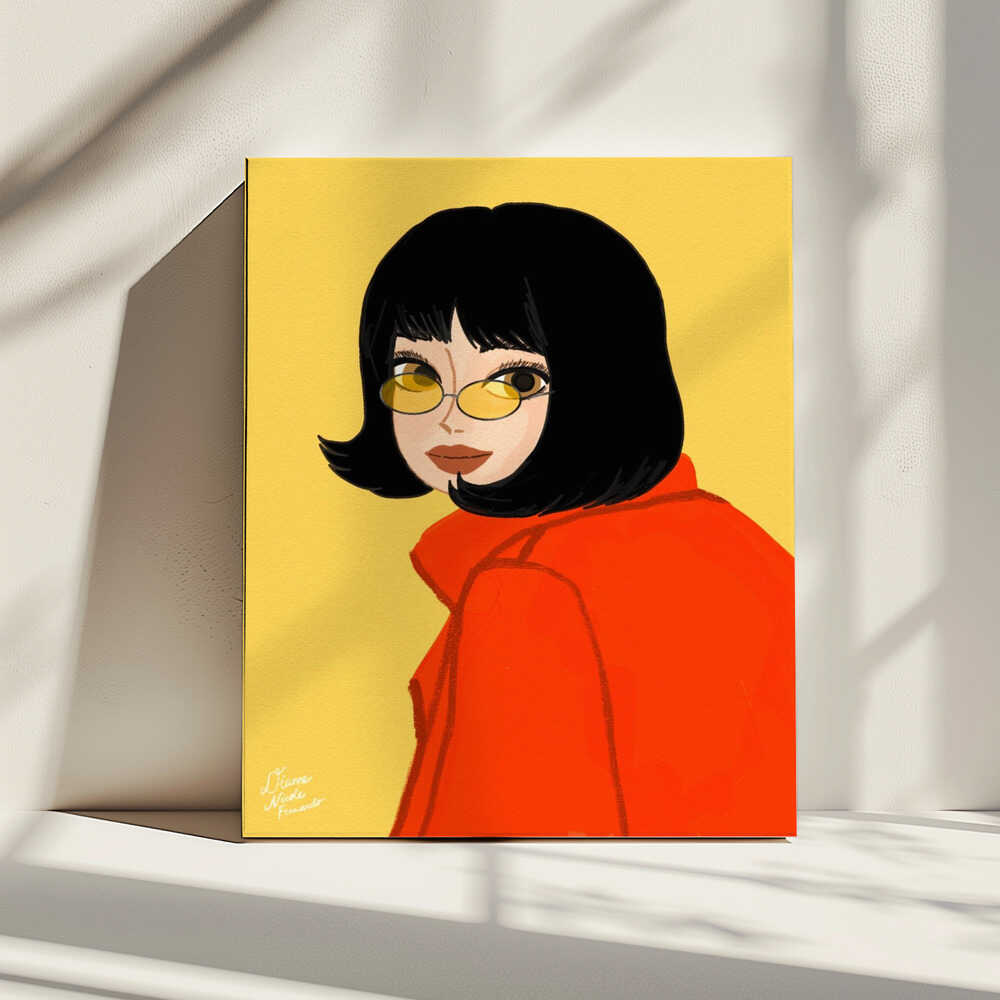 Stylish Woman Yellow Glasses, arte de Dianne Nicole Fernando impreso en canvas