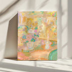 Impressionist Painting of Flowers and Candle, arte de Katharina Puritscher impreso en canvas