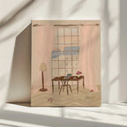 Paris Window View Illustration with Rustic Desk, arte de Katharina Puritscher impreso en canvas