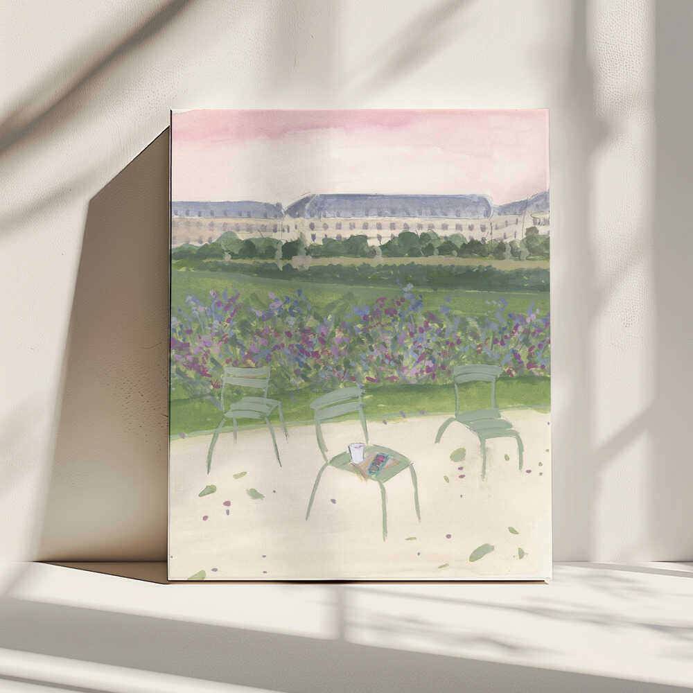 Paris Garden Watercolor Illustration, arte de Katharina Puritscher impreso en canvas