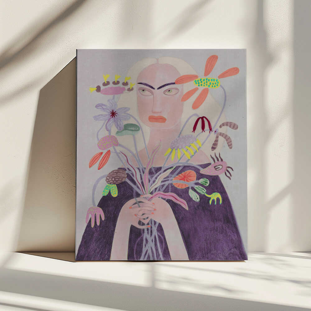Woman Holding Unique Flowers, arte de Luca di Napoli impreso en canvas