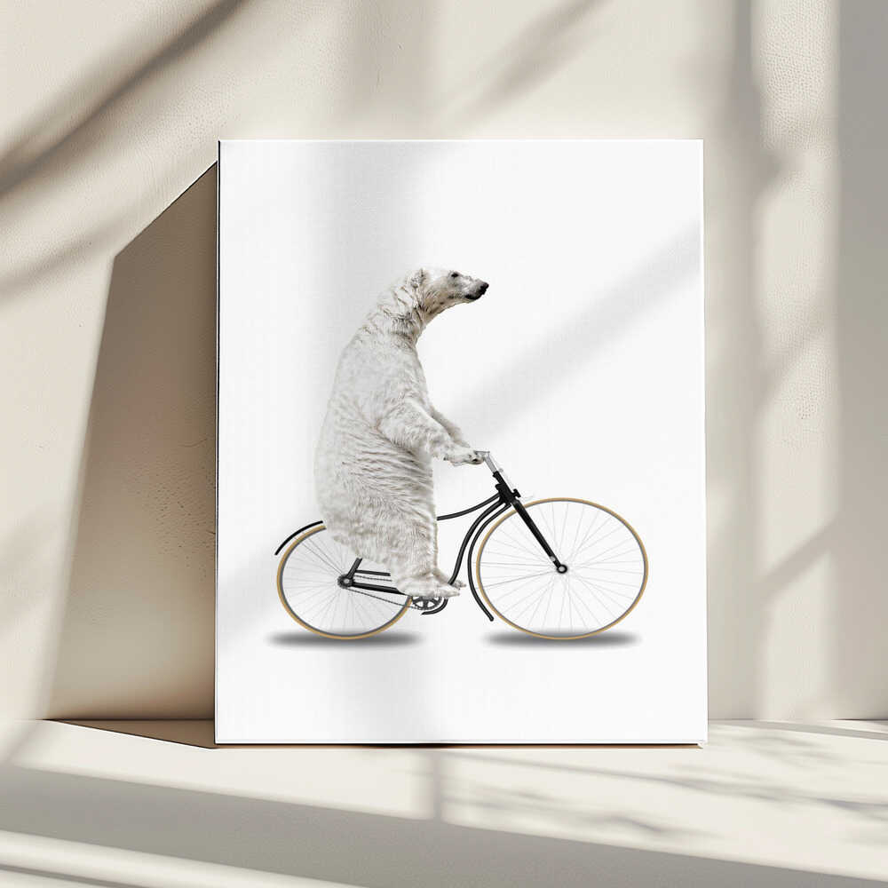 Polar Bear Bike Ride, arte de Marja van den Hurk impreso en canvas