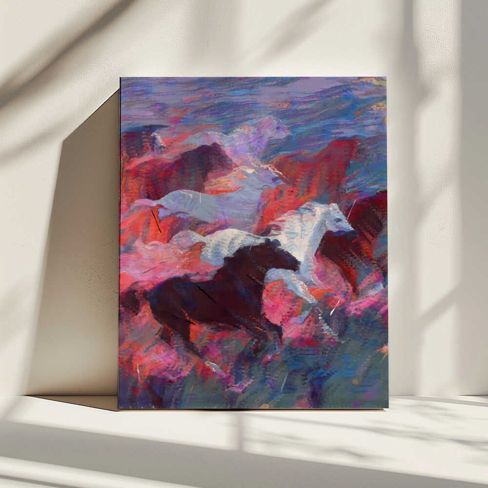 Vibrant Running Horses, arte de Uma Gokhale impreso en canvas