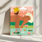 Peaceful Woman Lotus Bath, arte de Uma Gokhale impreso en canvas