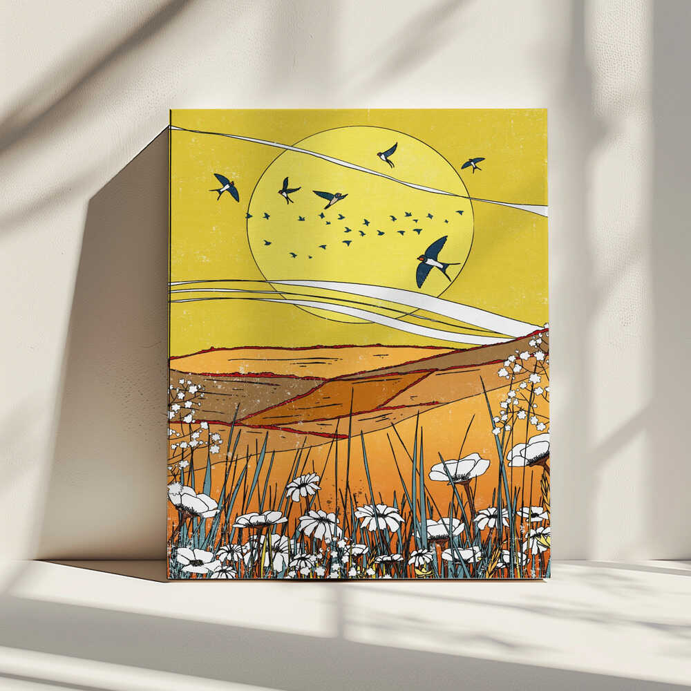 Golden Hour Swallows, arte de Nicholas impreso en canvas