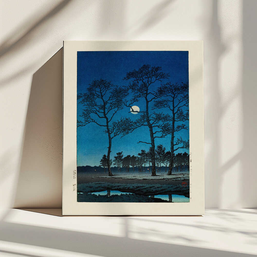 Winter Moon At Toyamagahara (1931), arte de Kawase Hasui impreso en canvas