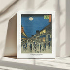 Night View of Saruwaka Machi, arte de Utagawa Hiroshige impreso en canvas