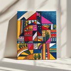 Vibrant Geometric Town, arte de Aniko Hencz impreso en canvas