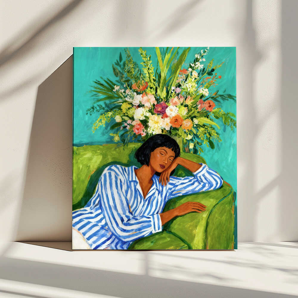 Sleeping Woman Blooms, arte de Uma Gokhale impreso en canvas