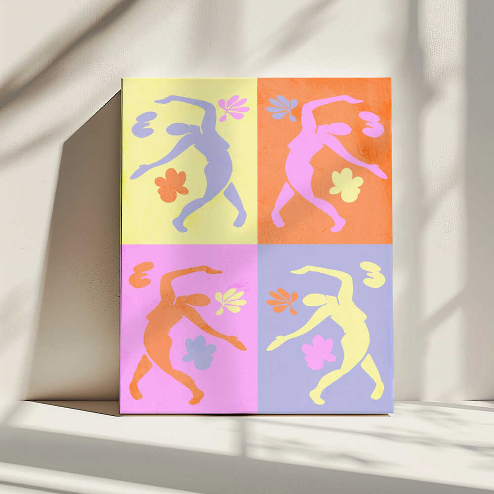 Vibrant Dancing Figures, arte de Treechild impreso en canvas