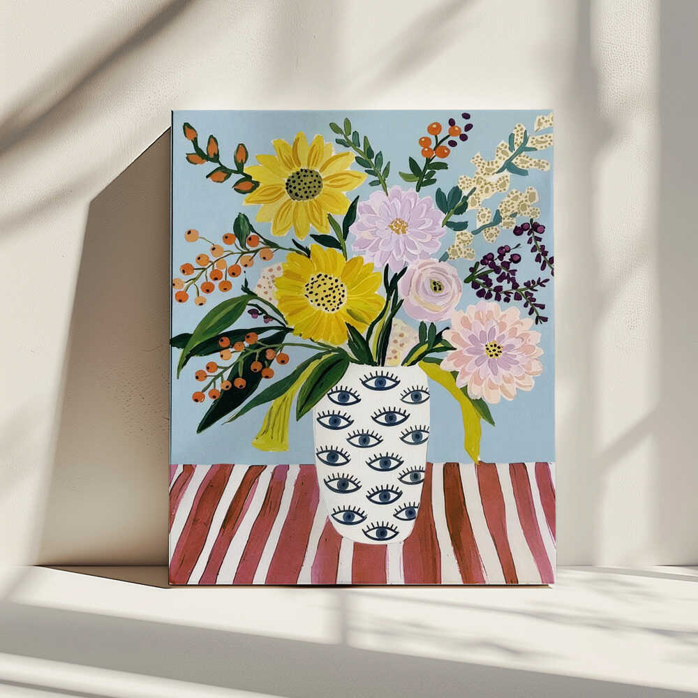 Cheerful Flowers Eye Vase, arte de Essa Van Reis impreso en canvas