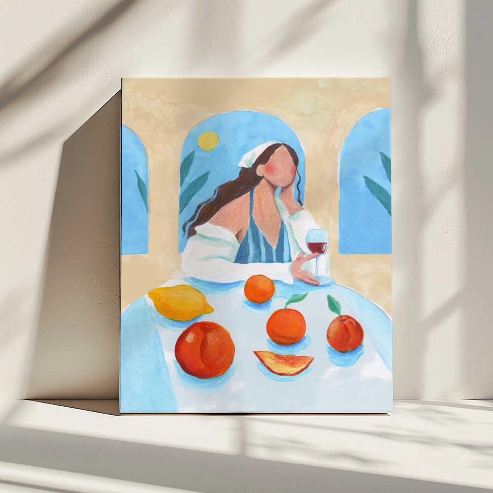 Girl with Peaches, arte de Petra Lizde impreso en canvas