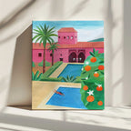Pink Villa Pool Day, arte de Petra Lizde impreso en canvas