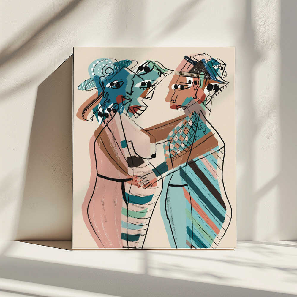 Abstract Women Embrace, arte de GIovanna Gil Alves impreso en canvas