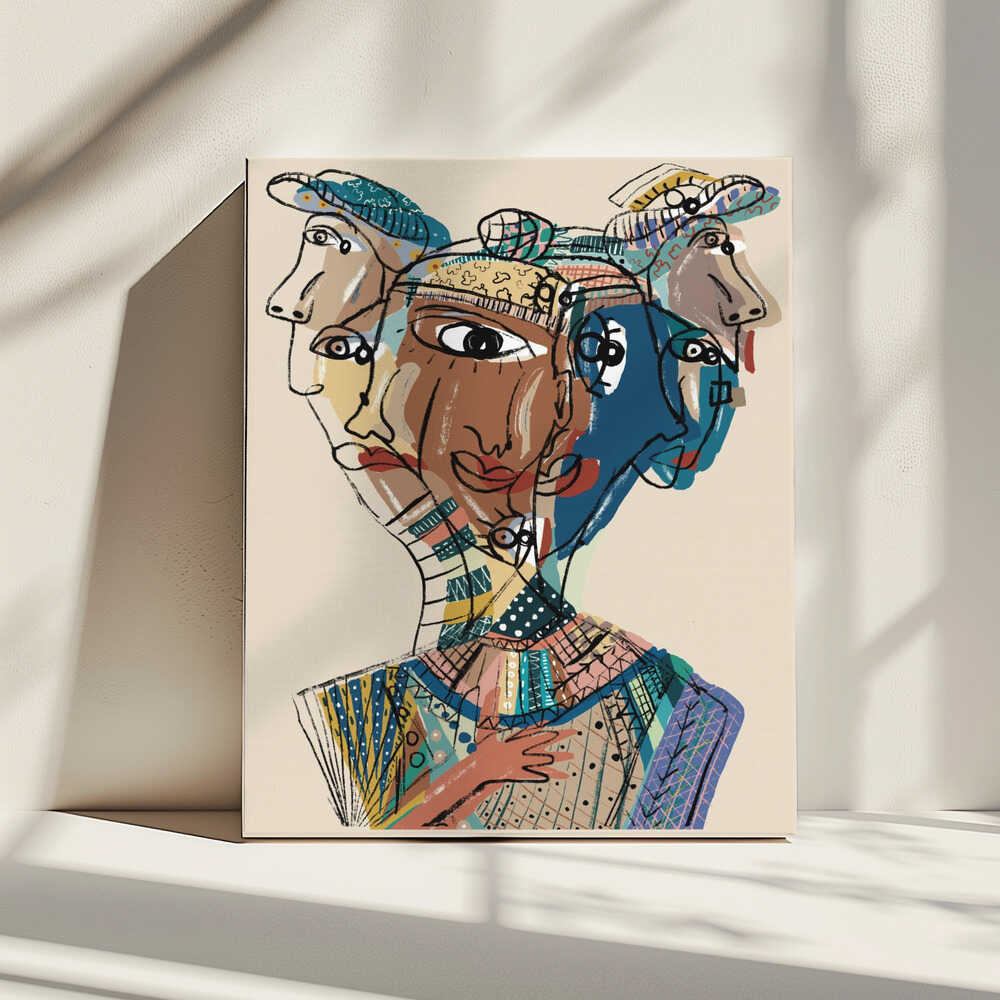 Multifaceted Faces, arte de GIovanna Gil Alves impreso en canvas
