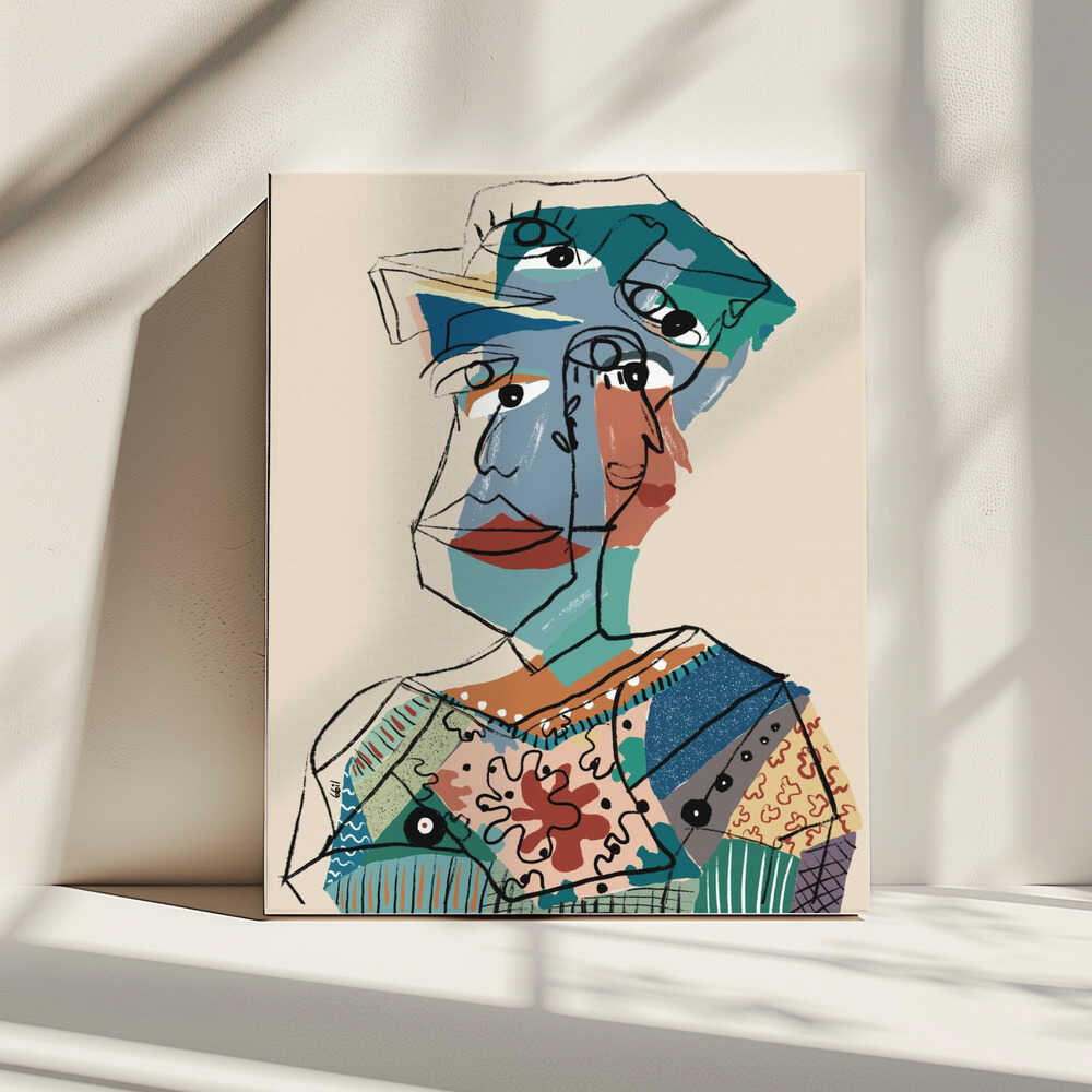 Abstract Cubist Portrait, arte de GIovanna Gil Alves impreso en canvas