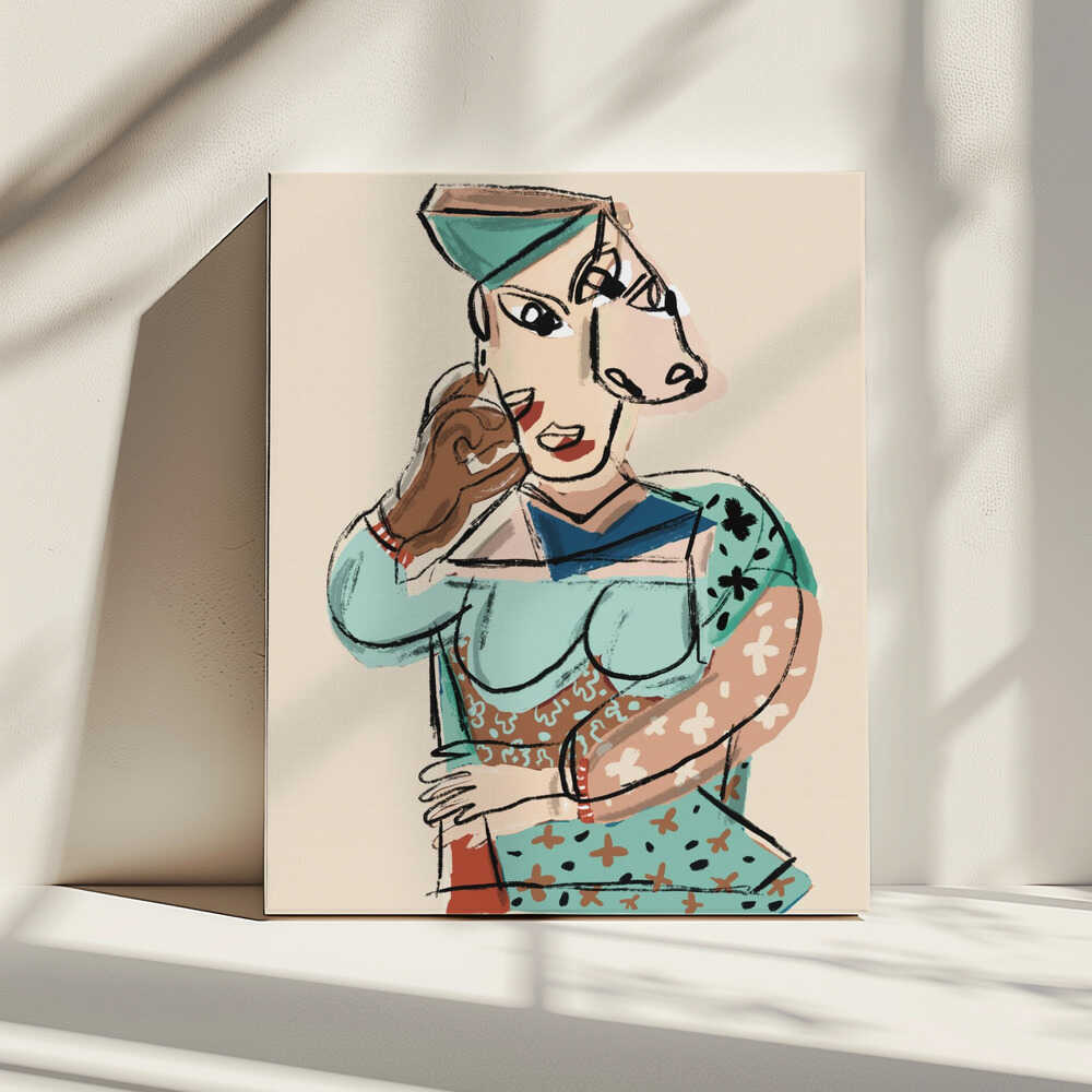 Cubist Woman Portrait, arte de GIovanna Gil Alves impreso en canvas